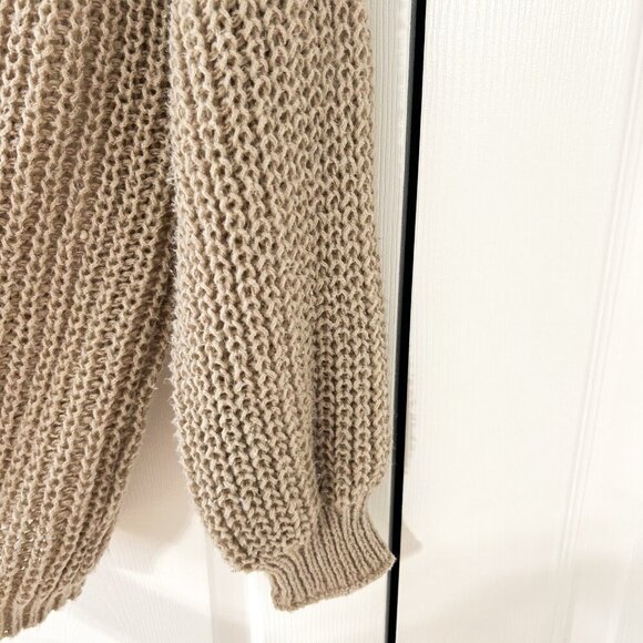 SHEIN Chunky Knit Open Front Cardigan Sweater Taupe Beige Tan Size Small - Picture 3 of 8